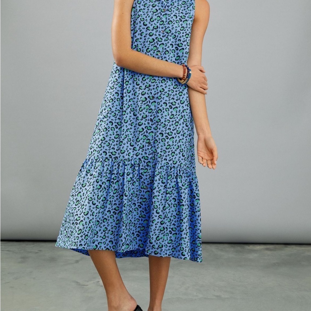 Maeve Pada Flounced Midi Dress
